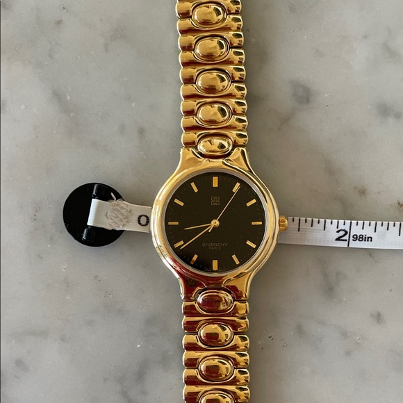GIVENCHY Vintage 90's Quartz Gold Bracelet Black Dial Women's Watch - Picture 17 of 17